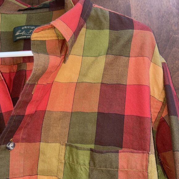 Orvis Signature Collection L Wool Blend Fall Check Plaid Long Sleeve Shirt Flaw - Picture 4 of 6
